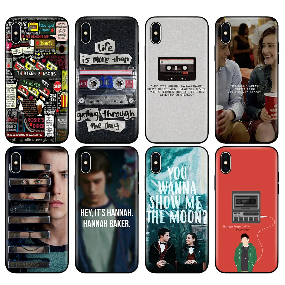

Black tpu case for iphone 5 5s se 6 6s 7 8 plus x 10 case silicon cover for iphone XR XS MAX case Thirteen 13 Reasons Why Quotes