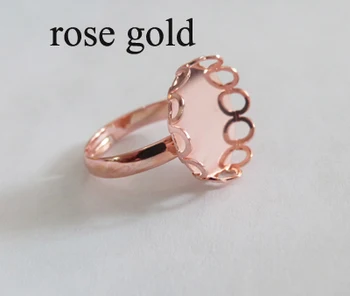 

20mm lace pad ring base ring settings for diy jewelry glass bottle finding rose gold/red copper color option--20pcs