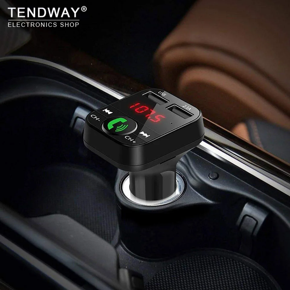 Tendway Car Phone Charger Wireless Bluetooth Car Kit LED