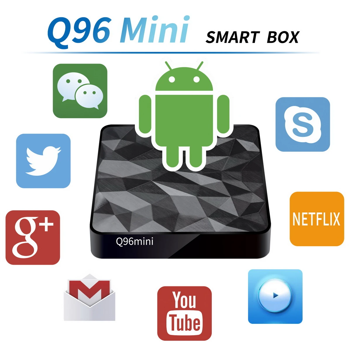 Q96mini 2 GB/16 GB Смарт Android ТВ-бокс Android 7,1 Amlogic S905W UHD 4 K медиаплеер четырехъядерный H.265 VP9 Dlna Wi-Fi LAN