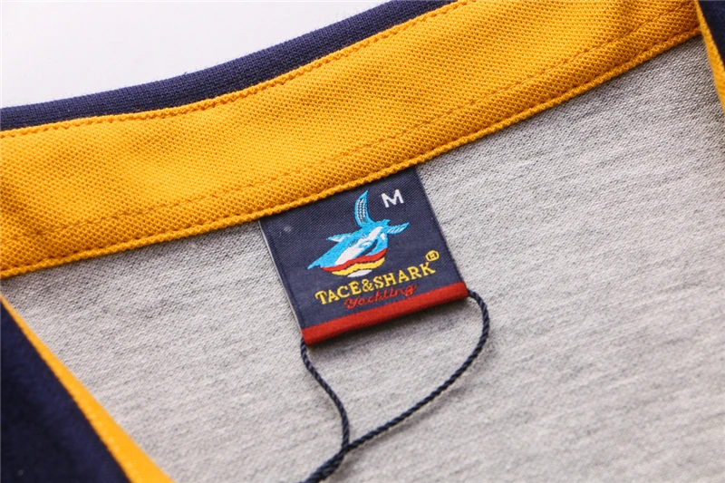 Бренд TACE& SHARK, модная индивидуальная Мужская рубашка поло с вышивкой акулы, мужские желтые красные мужские рубашки поло с принтом флага, одежда высокого качества