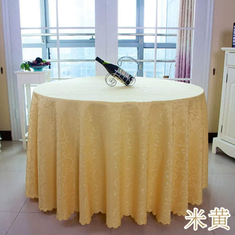 Solid Striped hHigh-end Polyester Round Table Cover Dining Table Cloth Tablecloth Conference Hook Flower Hotel Office Wedding