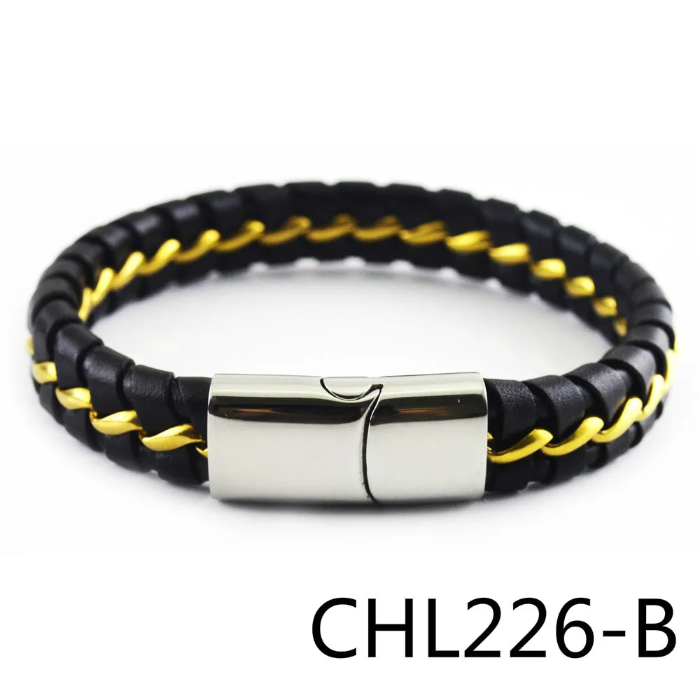 European Foreign Trade Genuine Leather Bracelet Stainless Steel Weave Hand Decorate Head Layer Cowhide Joker Product