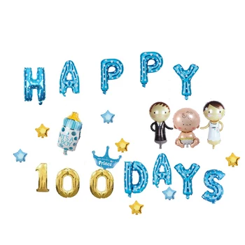 

Newborn 100 days Balloons Baby Girl HAPPY 100 Days Balloons Set Crown 100 Days Foil Ballons Baby Globos Balloons Decorations