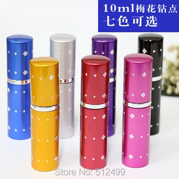 

10ml plum blossom point Perfume fine mist spray bottle Portable aluminum cosmetics water glass bottle Travel Refillable Bottles