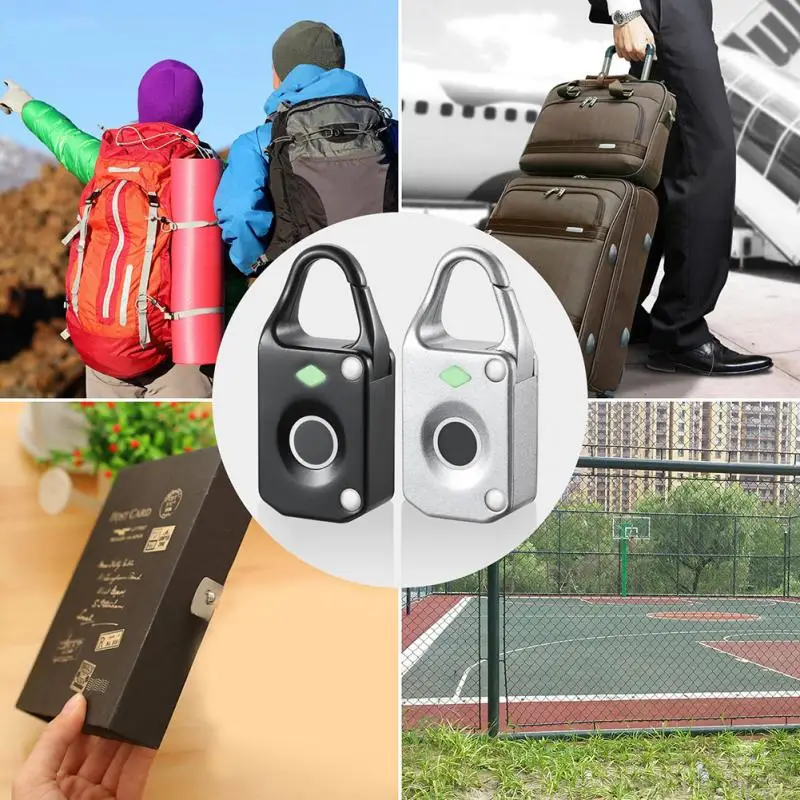 

2018 Fingerprint Lock Anti Theft Mini Luggage Keyless Electronic Padlock Waterproof Black White Zinc Alloy Fingerprint Lock