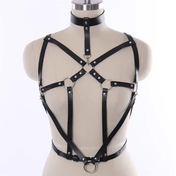 

Leather Harness Cage Bra Halter belts Bondage Lingerie Accessories Gothic Harness Punk Body Harness Adjustable Costume