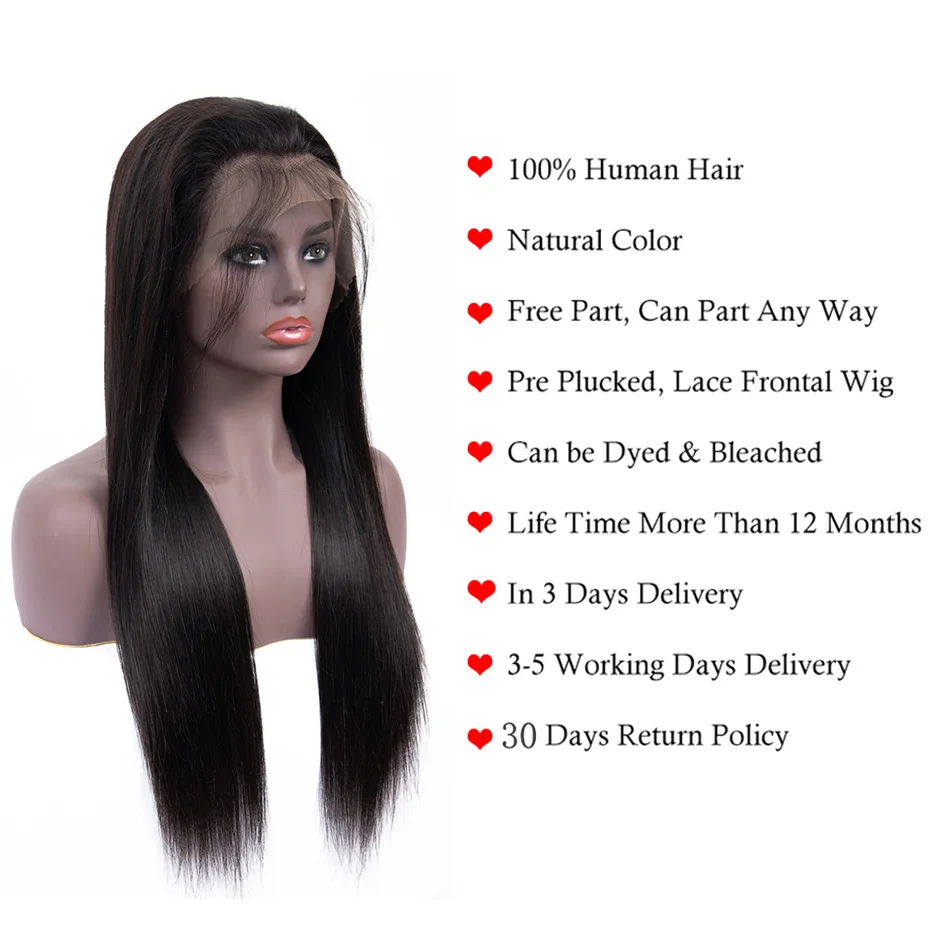 Lace Front Human Hair Wig Pre Plucked With Baby Hair Ably Malaysian Straight Human Hair Lace Wig For Women Remy Glueless Wigs