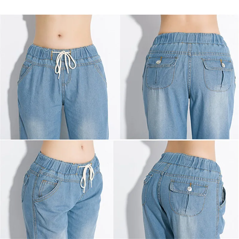 2018 Spring And Summer High Waist Jeans Thin Loose Wide Leg Plus Size Jeans Women's Denim Pants pantalones jeans de mujer Q19
