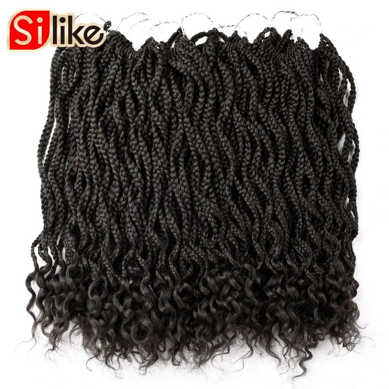 

18" Wavy Box Braids Ombre Curly Ends 18 Strands Crochet Braids Curly Synthetic Crotchet Braiding Hair Extensions For Black Women
