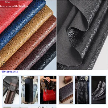

Good 69*50cm 1pc Faux PU Leather Fabric Thick Faux Crocodile Pu Leather Fabric For Diy Bag Material Synthetic leather For Sofa