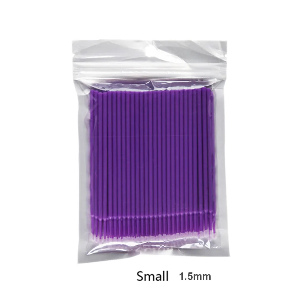 200 шт. Кисть для макияжа тампон для наращивания ресниц Клей щетка для очистки макияжа Fadvan инструменты для создания поддельных ресниц - Handle Color: Purple 200pcs