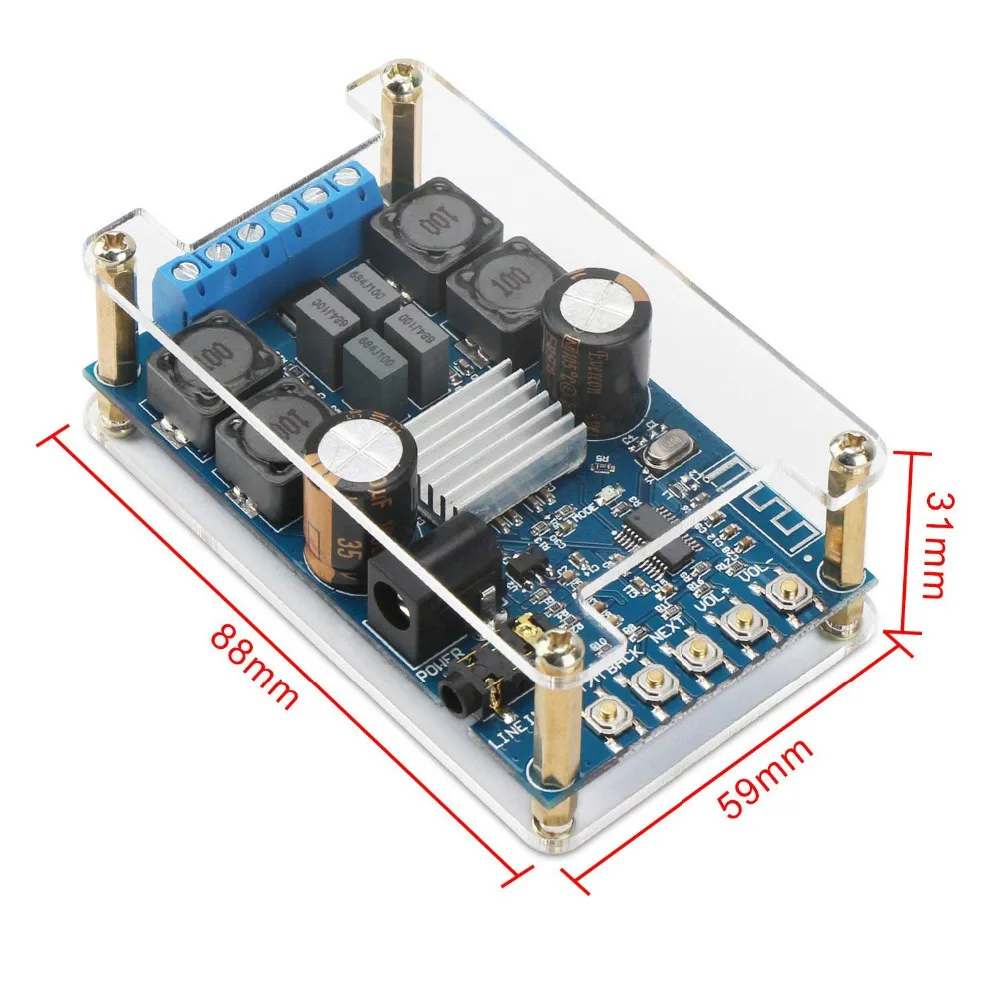 Усилительная плата Bluetooth BT 3,0 4,0 4,1 Аудио Amp доска Цифровой усилители домашние беспроводной 2 канала 50 Вт модуль с случае