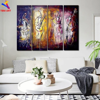 

4PCS Thick Texture Hand Painted Modern Abstract Oil Painting on Canvas Wall Art Gift No Frame for Living Room Decoration ytth155