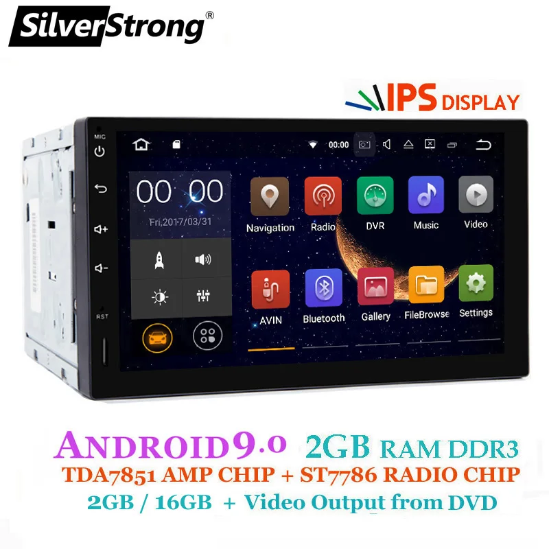 Excellent SilverStrong Android9.0 IPS screen 2Din Universal Car DVD GPS 4GB RAM Car Radio 2 din 7 inch car Stereo auto Radio option 2/16G 5