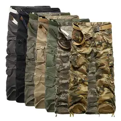 Штаны-карго новый хлопок 2018 для мужчин Военная униформа Стиль Тактический тренировки прямые мотобрюки повседневное камуфляж
