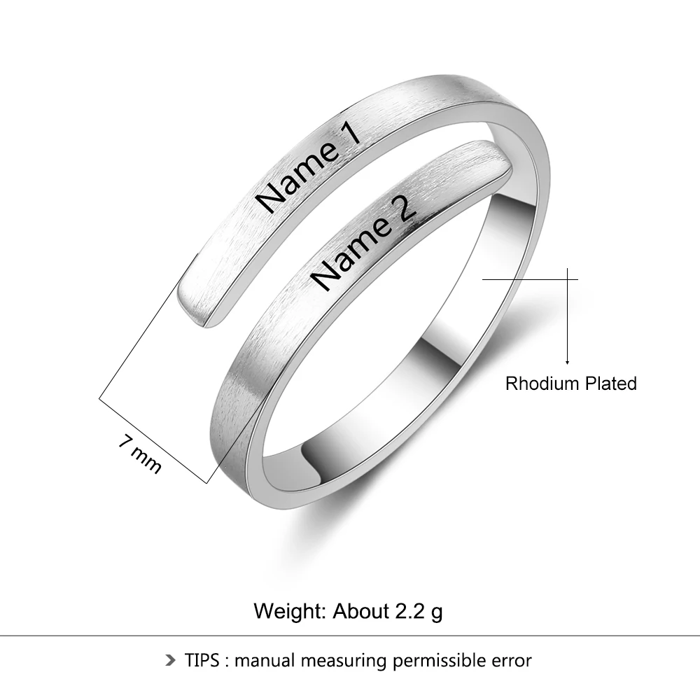 Изготовленное на заказ выгравированное имя кольцо для женщин Персонализированные Свадебные парные кольца регулируемые ювелирные изделия подарок для влюбленных(Lam Hub Fong