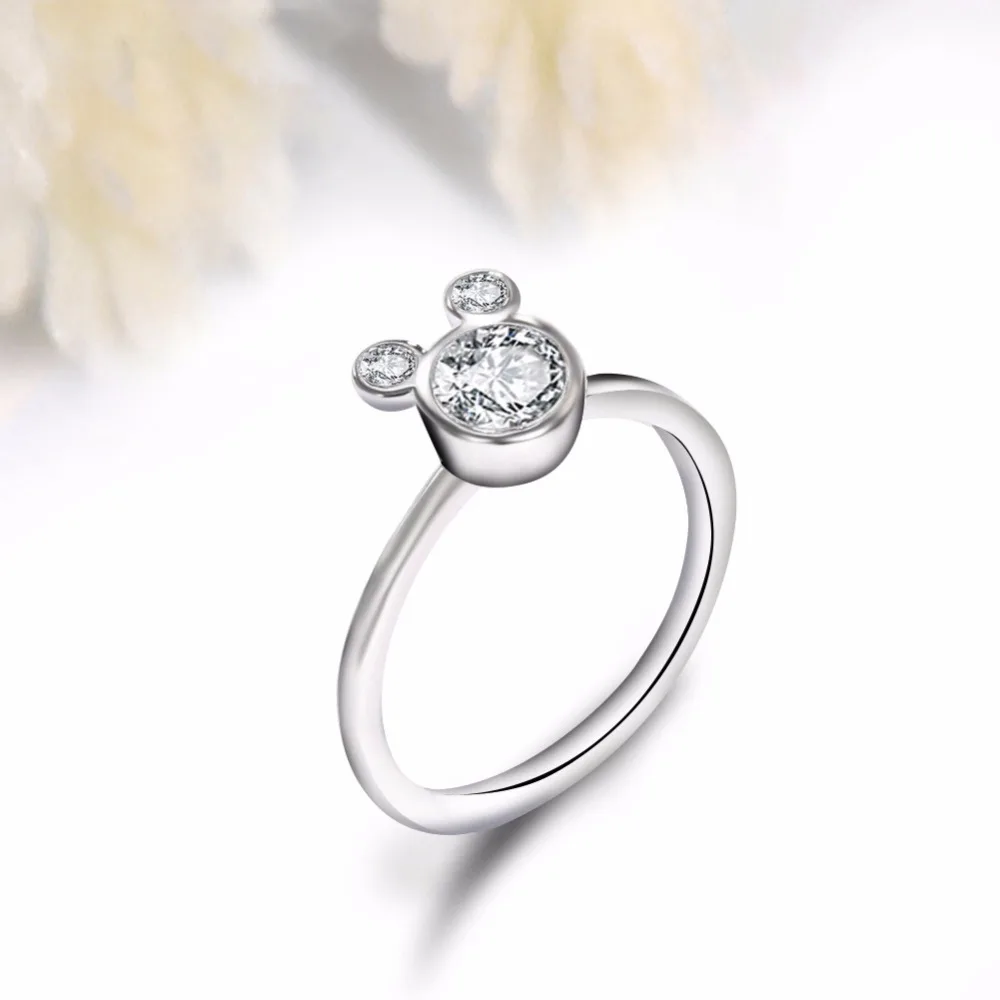 Новое прибытие серебряного цвета ослепительный Микки Бренд Кольца для женщин девочек свадебные кольца серебряные ювелирные изделия