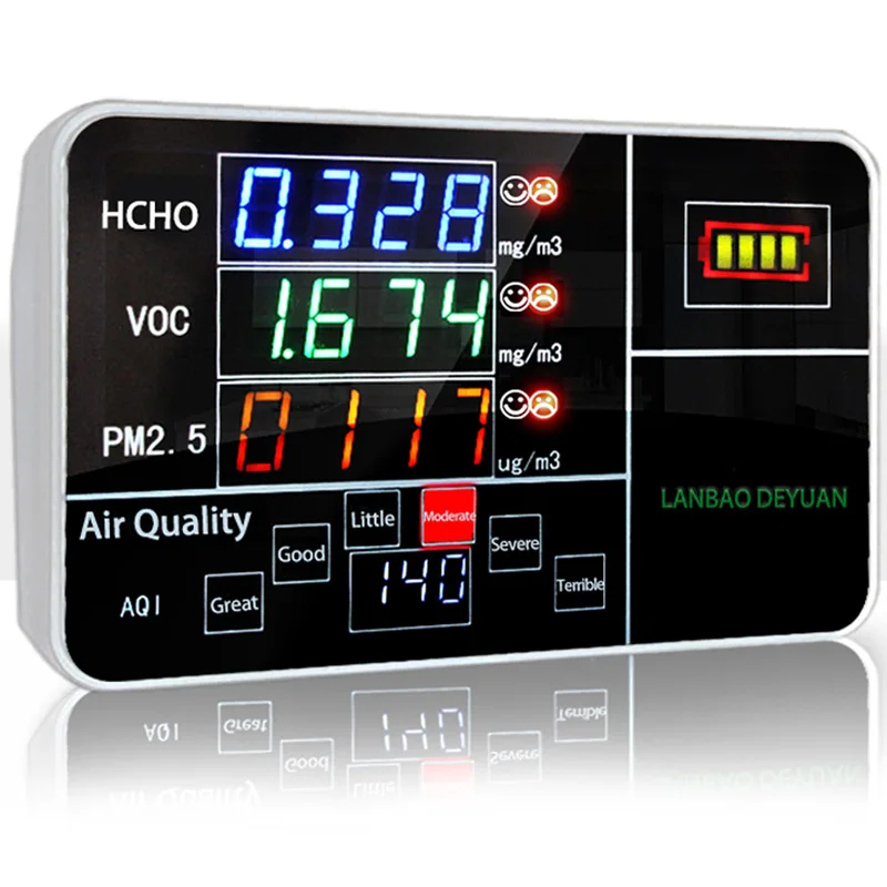  Laser Sensor PM2.5 Detector Portable Accurate Air Quality Monitor Tester Keep Lighting Lithium Batt