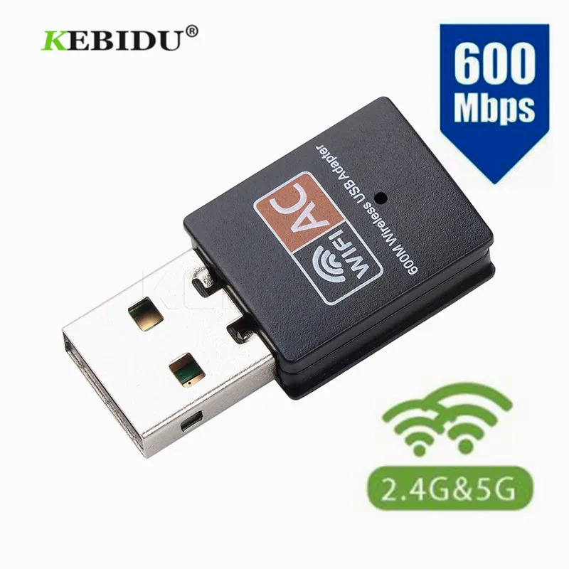 KEBIDU 600 Мбит/с USB приемник Адаптер 2,4/5 ГГц WiFi антенна двухдиапазонная 802.11b/n/g/ac мини беспроводная компьютерная сетевая карта приемник