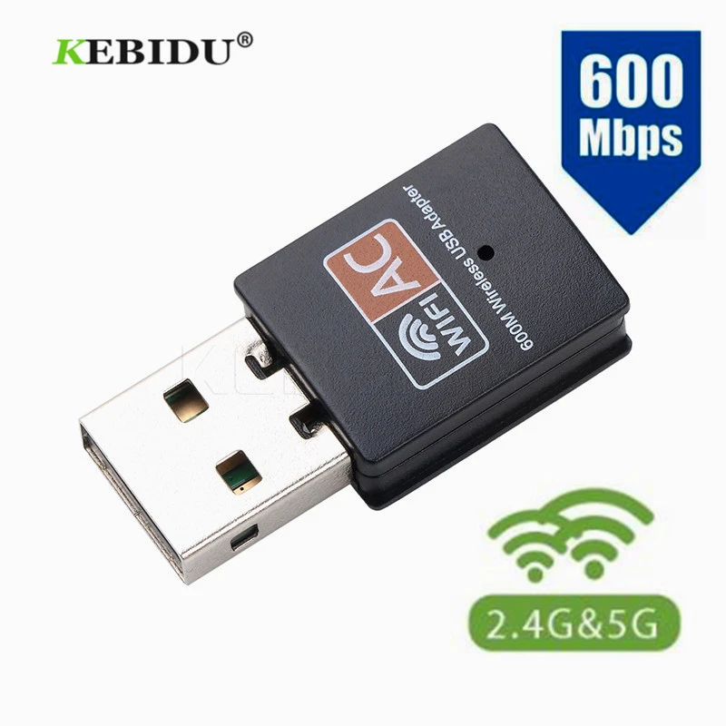 Kebidu 600Mbps USB Wifi 2.4 Ghz 5GHz Ăng Ten Wifi 2 Băng Tần 802.11b/N/G/ AC Mini Máy Tính Không Dây Mạng Đầu Thu lan to mobile adapter