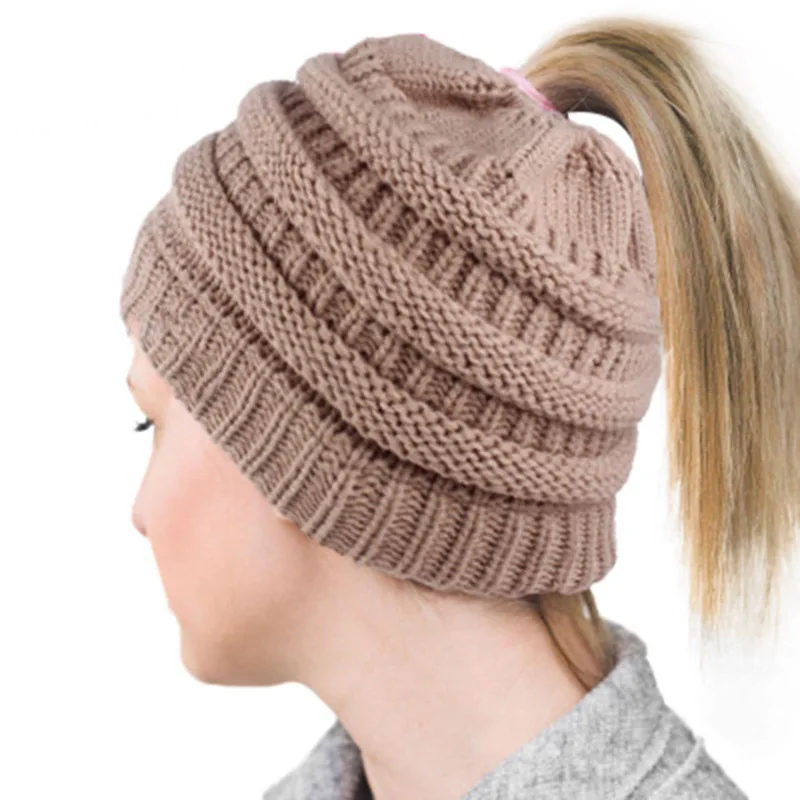 القمر الشتاء امرأة قبعة الصوف محبوك هول كاب ذيل حصان جديلة التزلج القبعات جديد أزياء الدافئة الشباب البرية الترفيه فتاة قبعة