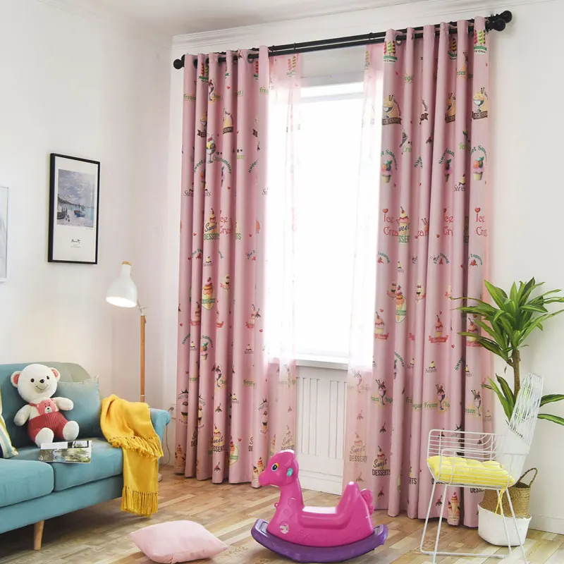 

Pink Eco-friendly Fabric Cartoon Curtain Window Curtain Baby Curtain Kids Curtain for Children Princess Bedroom bread WP114 *30