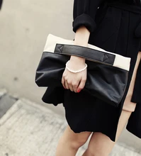 High quality brand designer women folding pu patchwork day clutch handbags for party and daily lives