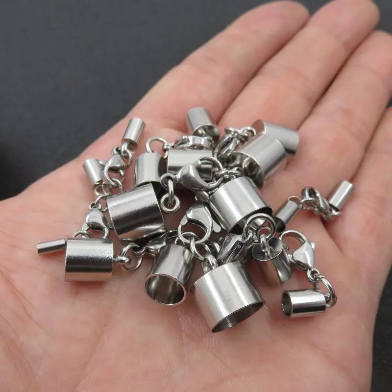 

HALAMAKA Hole 2mm 2.5mm 3mm 4mm 5mm 6mm 7mm 8mm 9mm 10mm Stainless Steel End Caps Cords Hide Rope Buckle DIY Jewelry Accessories