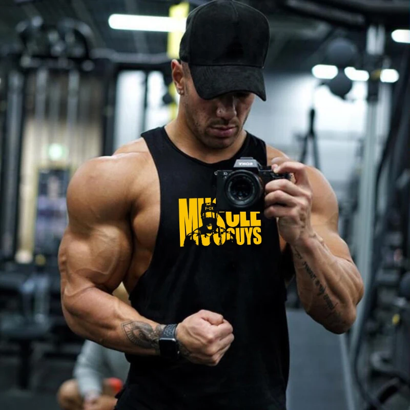 

Muscleguys Cotton Gyms Clothing Men Bodybuilding Tank Top Fitness World of Tank Undershirt Y Back Stringer Vest Men