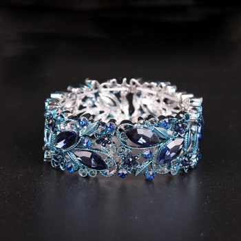 

Fashion AAA Crystal Cuff Bracelets Bangles Big Stretch Bangle for Women Indian Bridal Bracelet Jewelry Gift for Girls Wholesale