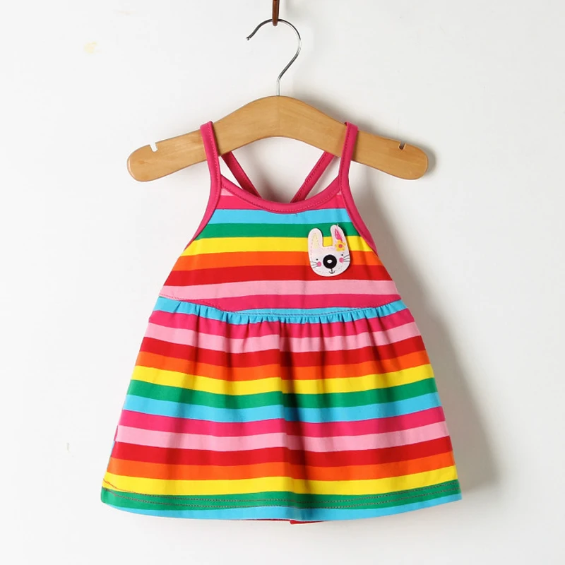 Free shipping Summer Baby Dress Cotton Colored stripes 2 color options