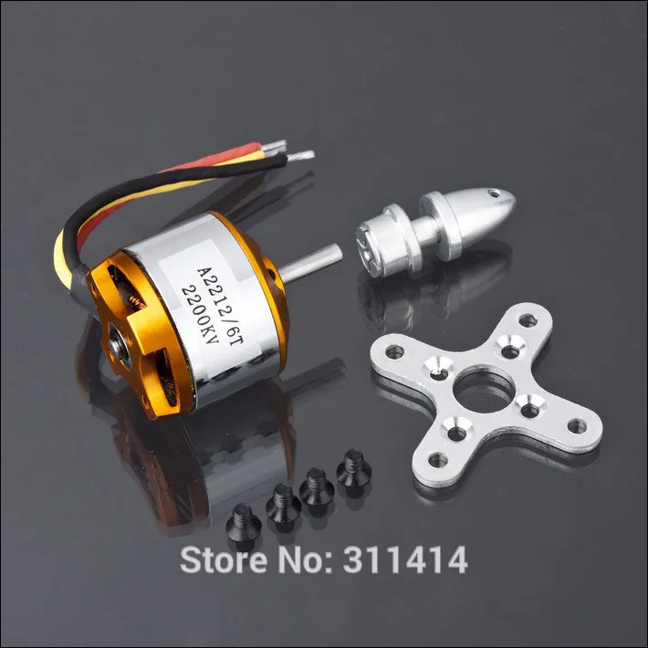2pcs/lot New A2212 2200KV 6T Brushless Outrunner Motor W/ Mount For RC