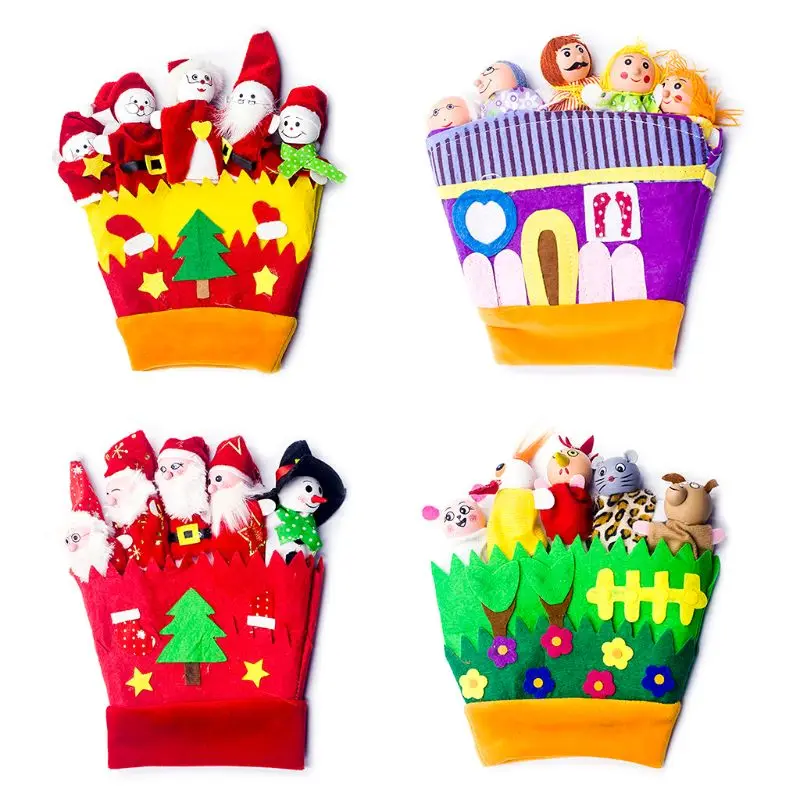 

Cute Cartoon Doll Hand Thumb Glove Puppets Innovative Fabric Miniature Toys Christmas Decorations Baby Education Toy