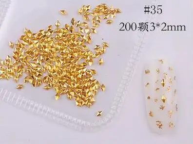 JS08-35 Смешанные формы Новое поступление полые гвоздики для нейл-арта металл/серебро 200 шт маникюрные аксессуары DIY Shell Slider гвозди PL8 - Цвет: JS08-35