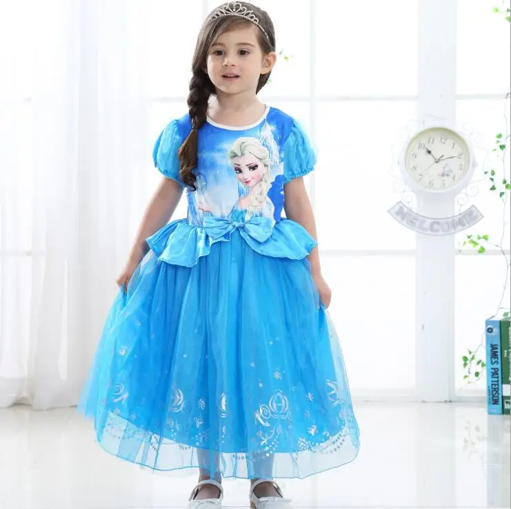 

Ice-snow Qiyuan Girls Dress Korean Summer Short-sleeved Princess ins Butterfly-knot Children's Dresses and Children's Dresses