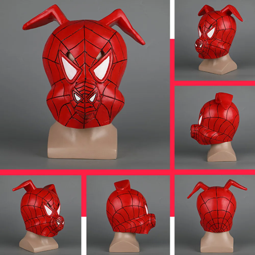 Spider-Man: Into the Spider-Verse Spider-Ham Masks Cosplay Halloween Full Face Helmet Props Gifts Latex Mask High Quality | Тематическая