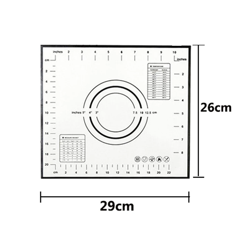 FHEAL силиконовые коврики для выпечки с антипригарным покрытием для духовки, раскатки теста, помадка, кондитерские изделия, коврики и вкладыши, формы для выпечки, кухонные инструменты для выпечки - Цвет: Black-26cmx29cm