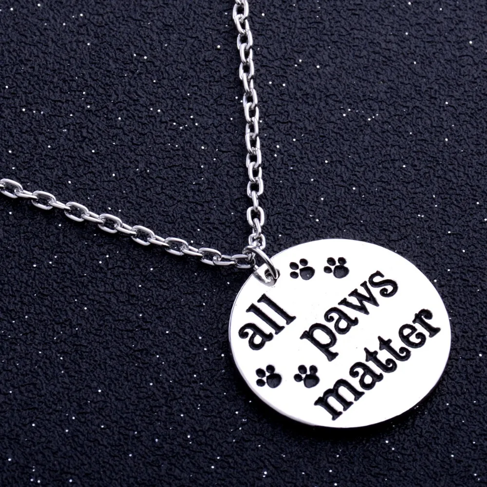 All Paws Matter Necklace Chain Pet Rescue Paws Print Charm Dog Tag