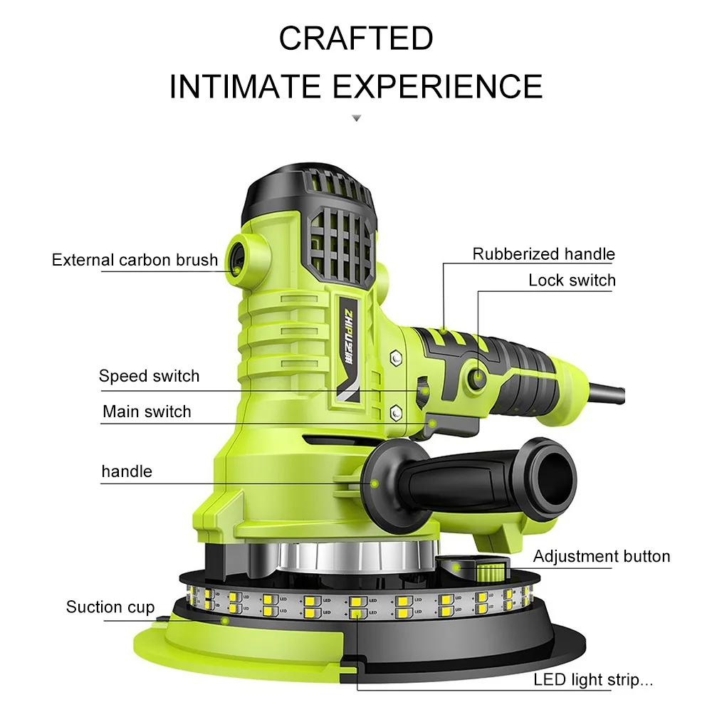 Шлифовальщик стен шлифовальный станок 500-2100r/мин устройство пескоструйной обработки стен вакуум 810 Вт с электрическим светодиодный свет стены шпатлевка полировщик машина