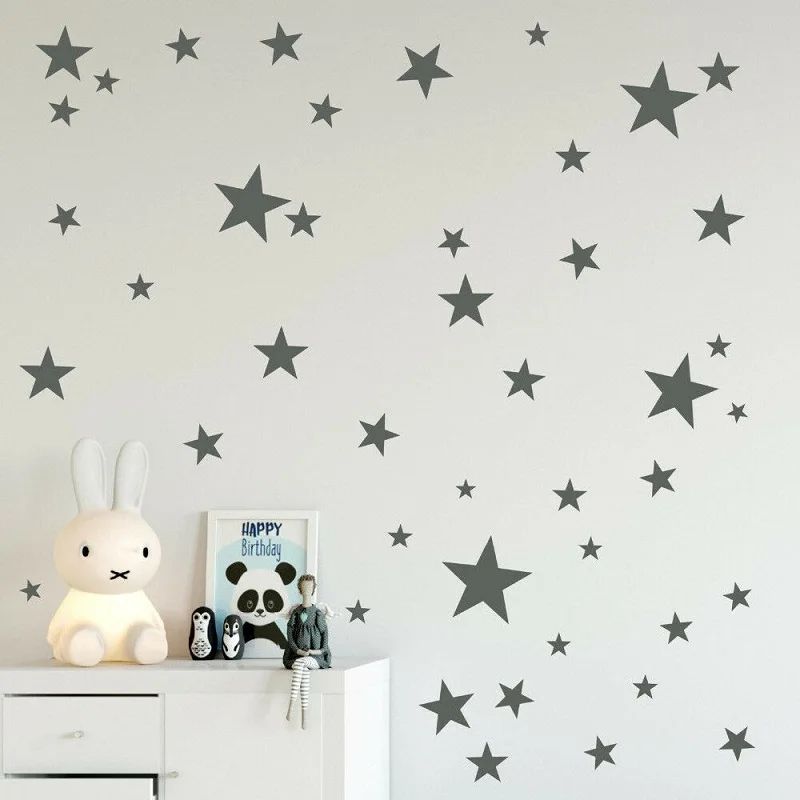 

DIY stars removable vinyl wall stickers, children's room decoration, 50 different size stars, custom decoration etD6