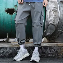 Мужские брюки карго с боковыми карманами, шаровары в стиле хип-хоп, мужские брюки для бега, модные повседневные уличные брюки Y617