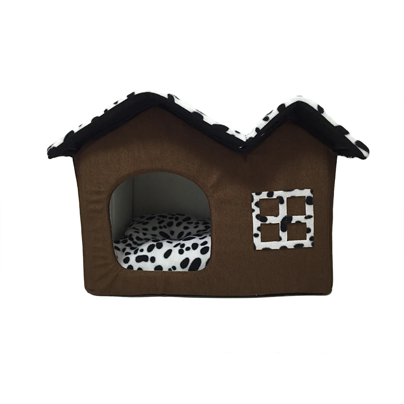 

Hot coffee color Dog House New 2016 PP Cotton Folding Dog Bed For Large Dog House With Mat Pets Product Cats House Home shape