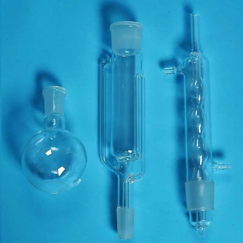 Baratos 24 40 ml Soxhlet Extractor cuerpo 45 50 Allihn condensador de fondo plano matraz 250 cristalería de laboratorio Kit de vidrio transparente