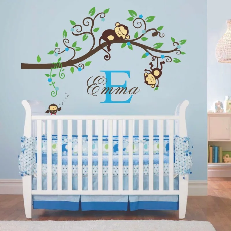 And Boy Jungle Monkey Wall Decal Vinyl Nursery Decor With And Boy Jungle Monkey Wall Decal Vinyl Nursery Decor With Name Initial Owl Stickers Monkeys Tree Sticker In From Home