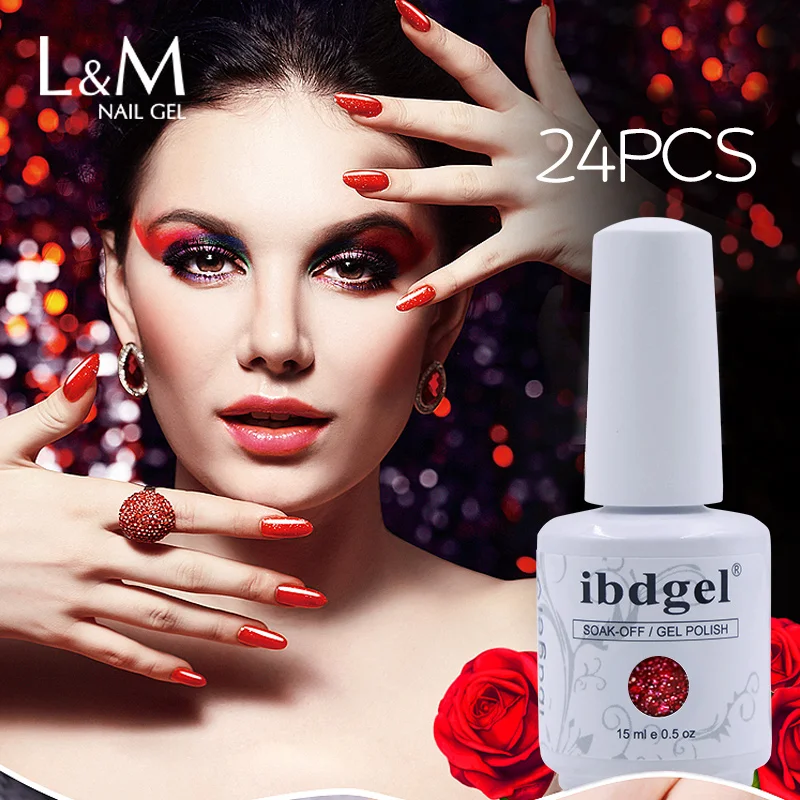 

24pcs ibdgel White bottle Pure Color Gel Nail Polish UV Gelpolish Soak Off Paint Gellak