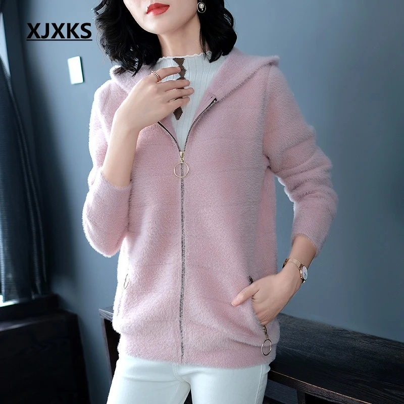 XJXKS Casaco Feminino осенняя куртка женская одежда удобные женские пальто с капюшоном и