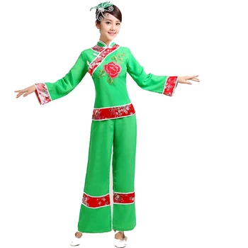 

Chinese Folk Dance Costume Yangko Dance Wear Women Show National Drum Fan Dance Square Dance Clothing