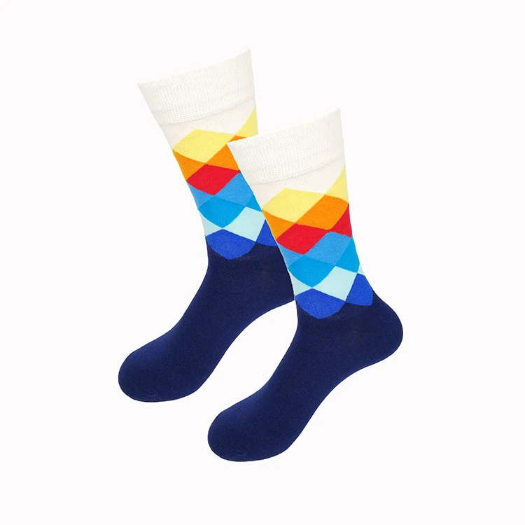 Мужские носки с градиентными цветами, стильные хлопковые мужские гольфы, деловые носки, EUR36-43