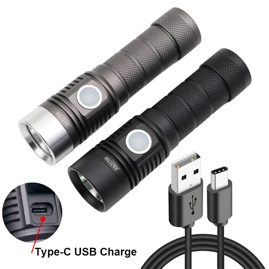 SST20 SST40 LED Перезаряжаемые Алюминий фонарик Тип C зарядка через usb 21700 Батарея свет